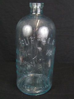 Antique Buffalo Lithia 10 Decorative Aqua Spring Water Bottle c1910