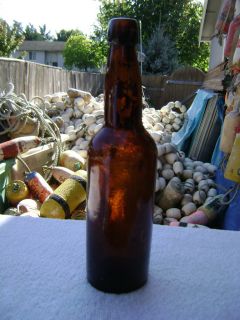 Old Dark Brown Liquor Glass Bottle 64B
