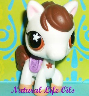 Littlest Pet Shop 578 White Horse Pony Brown Mane Purple Saddle H199