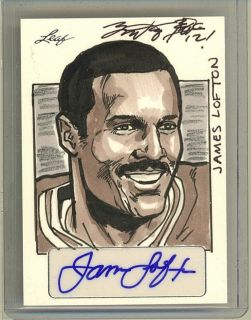 James Lofton Color Sketch Card AUTO 2012 Leaf Best of Football by