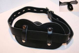 Locking Stuffed Mouth Leather Panel Ball Gag Restraint