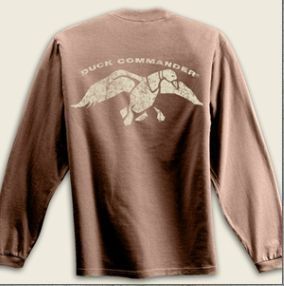 Duck Commander Brown with Cream Logo T Shirt Long Sleeve
