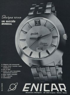 1969 Enicar Watch Company Sherpa Star Advert Vintage 1969 Swiss Ad