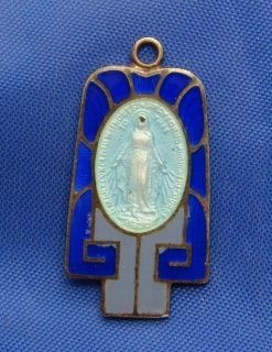 Vintage Sterling Silver Enamel Miraculous Medal Charm A Real Beauty