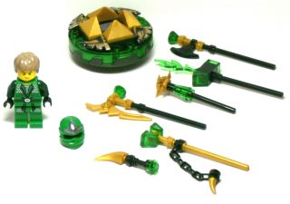Lego Ninjago Minifigure LLOYD w Hair 6 Green Gold Black Custom Weapons