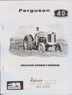 Ferguson 40 Tractor Owners Manual Book Massey Harris