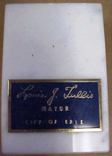 Mayor of Erie Paperweight Louis J Tullis