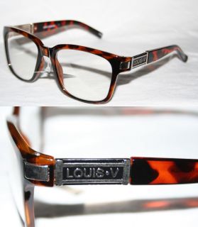 Louis V Eyewear Paris Nerd Clear Glasses Geek Brown Gold Frame