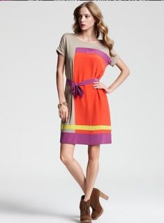 New BCBG Bright Poppy Combo Louella Colorblocked Dress s $218 BID6P629