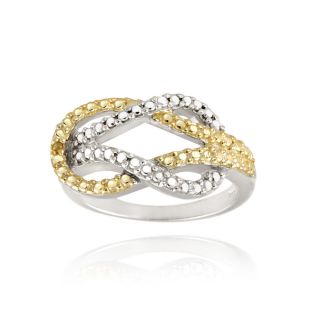 925 Silver Two Tone Yellow Diamond Accent Love Knot Ring