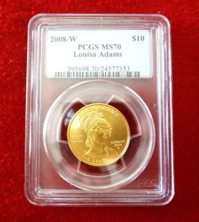 2008 Louisa Adams $10 Gold Coin PCGS MS70