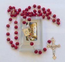 Rose Scented Rosary Beads Rosaries Containing Lourdes Water Box
