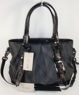 Charcoal Check Beat Nylon Medium Lowry Tote Shoulder Handbag