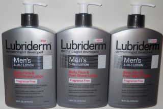 Lubriderm Mens 3 in 1 Lotion Fragrance Free 16oz Ea