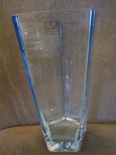 LSA International Blue Glass 9 5 Vase Handcrafted Mouthblown in