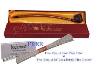 Lucienne Long Rustic Brown Churchwarden Tobacco Pipe Comes with 9mm