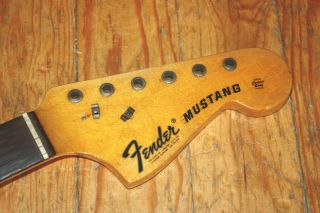 1964 1965 Fender Mustang Guitar Neck Rosewood Slab 24 Modded