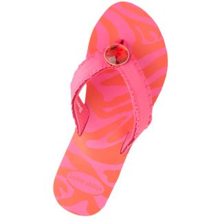Lindsay Phillip Lulu Zebra Pink Orange Flip Flops Style 5007 New w Box