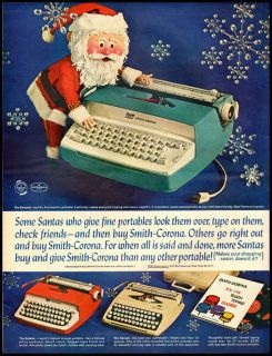 1960s Vintage Christmas Ad for Smith Corona Typewriters