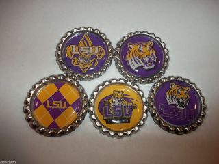 Louisiana State LSU Tigers Inspired Bottle Cap Magnets Set of 5 New