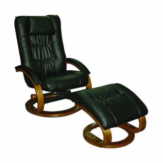 Mac Motion Black Leather w Walnut Recliner Chair 84