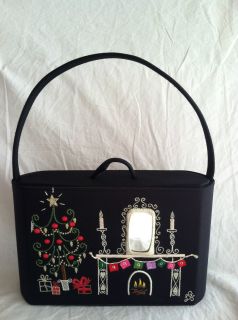 Lulu Guinness Collectibles 2000 Embroidered Silk Box Purse Christmas