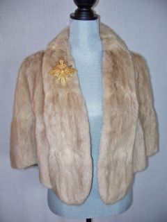 Vintage MacDougalls Taupe Blonde Mink Fur Wrap Shrug Soft Mint Cond