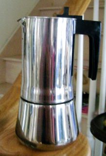 Espresso Coffee Pot Made in Italy All Stainless Steel Mint Cond