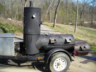 BBQ Smoker Trailer Lyfe Tyme Grill on Trailer 2 lid with vertical