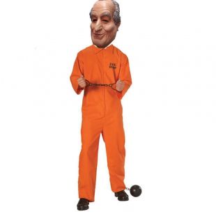 Bernie Madoff Ponzi Prisoner Costume w Full Latex Mask