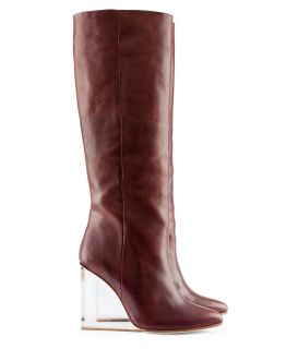 Maison Martin Margiela H M Brown Burgundy Long Boots Invisible Wedge 5
