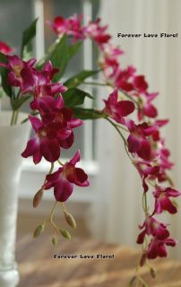 25 Violet Red Dendrobium Orchid Wedding Artificial Silk Flowers