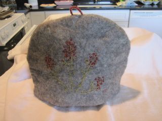 Hand Made Felted Wool and Embroidered Tea Cozy Cosy Signed KR