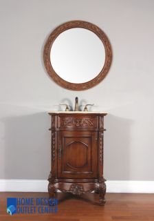 Bathroom Vanity Single Sink Antique Cabinet Marble Countertop