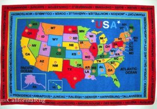 Educational State Capitals Map United States America USA New