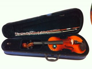FULL SIZE MAPLEWOOD SPRUCE VIOLIN FIDDLE WITH NICE CASE,STRAP ,BOW