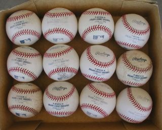 12 Used Game Practice Official Rawlings Major League Baseballs
