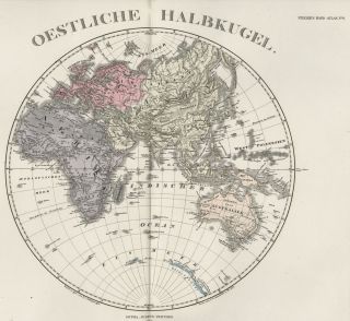 Eastern Hemisphere Map Authentic 1876 (Dated) Hand Colored; Very