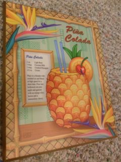 Pina Colada decorative wood plaque with the tropical drink recipe
