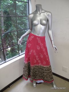 Margaret Loves Peter Pink Brown Indian Print Skirt M