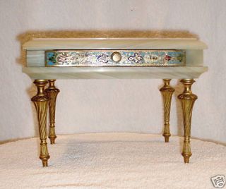19 C French Cloisonne Bronze Marble Table Jewelry Box
