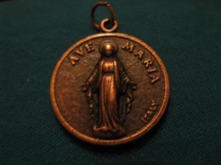 COPPER MEDAL OUR LADY AVE MARIA ST RITA PENDANT NECKLACE ROSARY CHARM