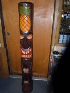 Huge Tiki Totem Pole Man Mask Statue Pineapple Welcome 5