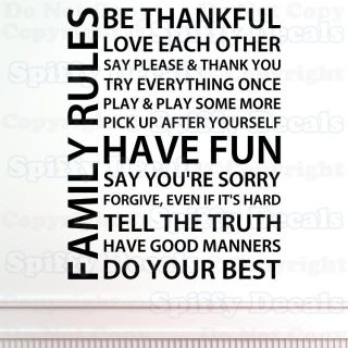 Have Fun Sorry Thankful Manners Quote Vinyl Wall Decal Sticker