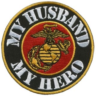 My Husband My Hero Military USMC Marine Corps Vet Embroidered Biker