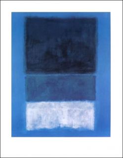 Mark Rothko White and Greens in Blue Poster Print Art