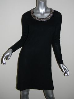  Little Black Silver Beaded 100% Cashmere Evening Sweater