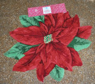 Door Rug Holiday Poinsettia Martha Stewart 33x33 NWT$80