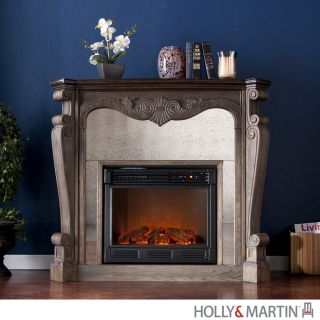  ELECTRIC FIREPLACe Burnt Oak w Mirrored Accent HEATER HOLLY MARTIN