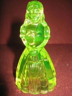 Vaseline glass Doll Figurine uranium Canary yellow girl figure